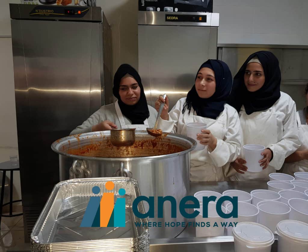 Cooking and vocational course students prepare meals.