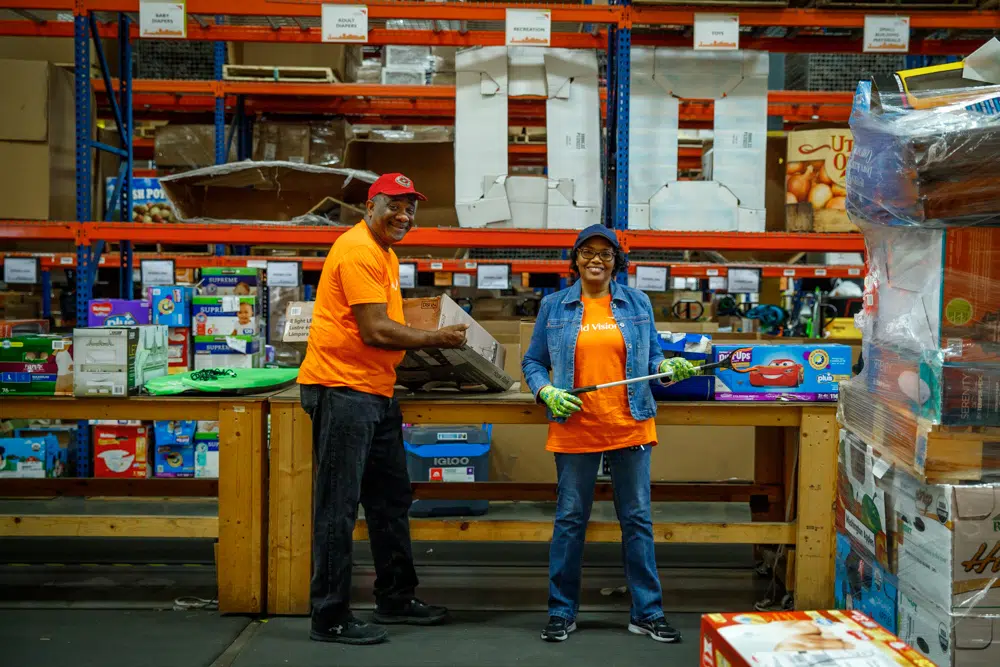 Volunteers at World Vision's North Texas warehouse