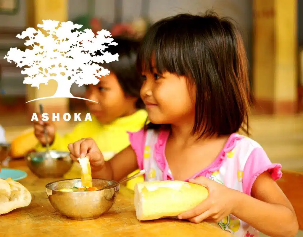 Ashoka logo on photo of a girl