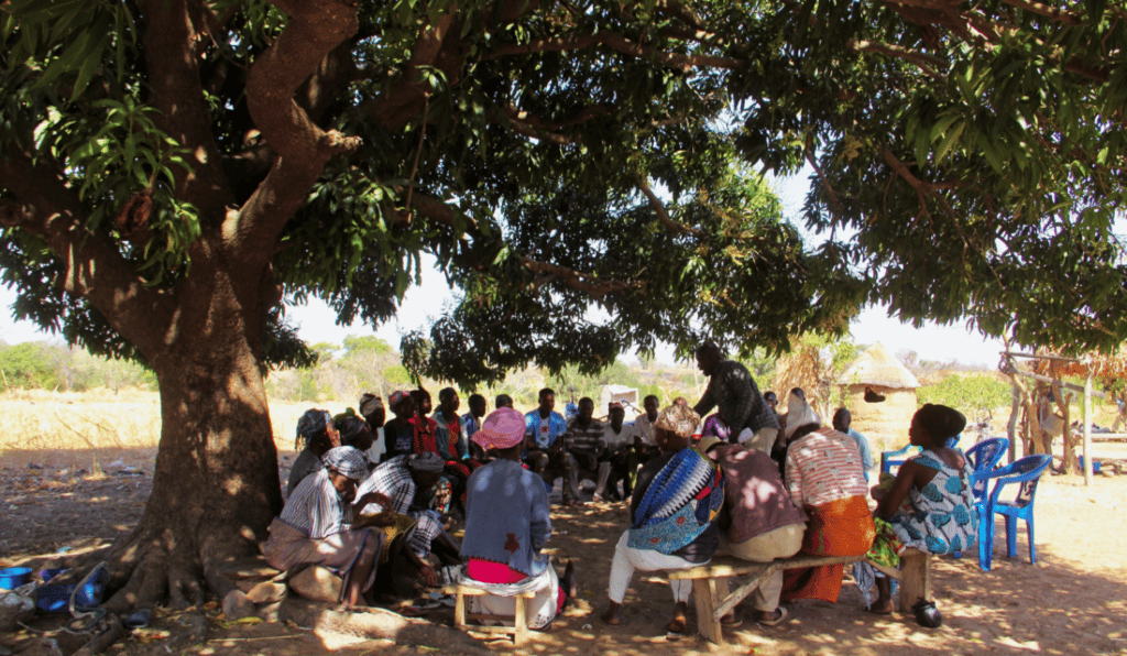 A savings group meets in Ghana