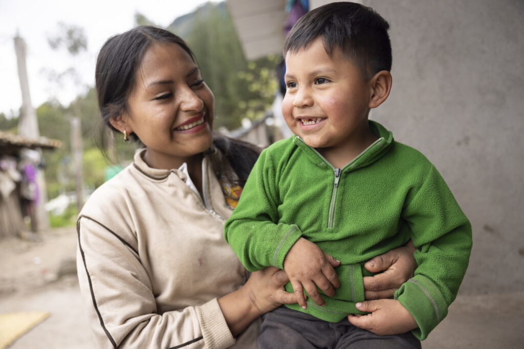 “He’s my whole life,” says Ruth (23). “He’s the reason I struggle day after day. I tell myself: ‘Even if I don’t have enough to offer him luxuries, the little I can give him, I do it with much affection and much love because I am a father and a mother to him.” Dylan’s father disappeared when Ruth became pregnant at the age of 19 and has since never had a role in either of their lives. Ruth, the oldest of four, still lives with her mother and siblings in the house where she grew up – a small two-room concrete house at the end of a dirt road in rural Imbabura Province, Ecuador. Her own mother – also a single mom – has chronic illness that at times keeps her from performing household duties. The family farms potatoes as their staple crop on the land around their house, but the region has experienced drought over the last couple of years and the harsh equatorial sun has withered much of their crop. Ruth occasionally earns money as a cook when the work becomes available, once or twice a week if she’s lucky. With this meager income she supports her mother, her son and younger siblings. “If there’s no income for food and everything else, the little we have we give it to the children in the house,” says Ruth. For the first year after he was weaned, Dylan’s (now 4) diet consisted mainly of potatoes and rice as the family struggled to find any other food in the harsh highland climate of the Andes Mountains. “[My mother and I] do not have food every day and we don’t have enough for clothes. The little I have I give to my son, and if I can’t eat, it doesn’t matter,” says Ruth. Perhaps it was Dylan’s low-nutrient diet. Perhaps Ruth couldn’t breastfeed him as much as she needed to without enough food for herself. Likely it was both these factors, but by age 2 and a half, Dylan was severely malnourished and under-developed. “He was very weak, he was always sleeping. The little food he ate, he would vomit it up, he had constan