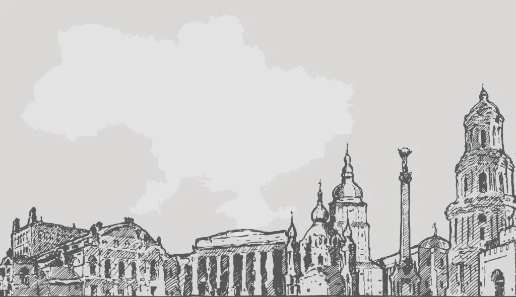 banner image with Ukraine map and Kyiv skyline