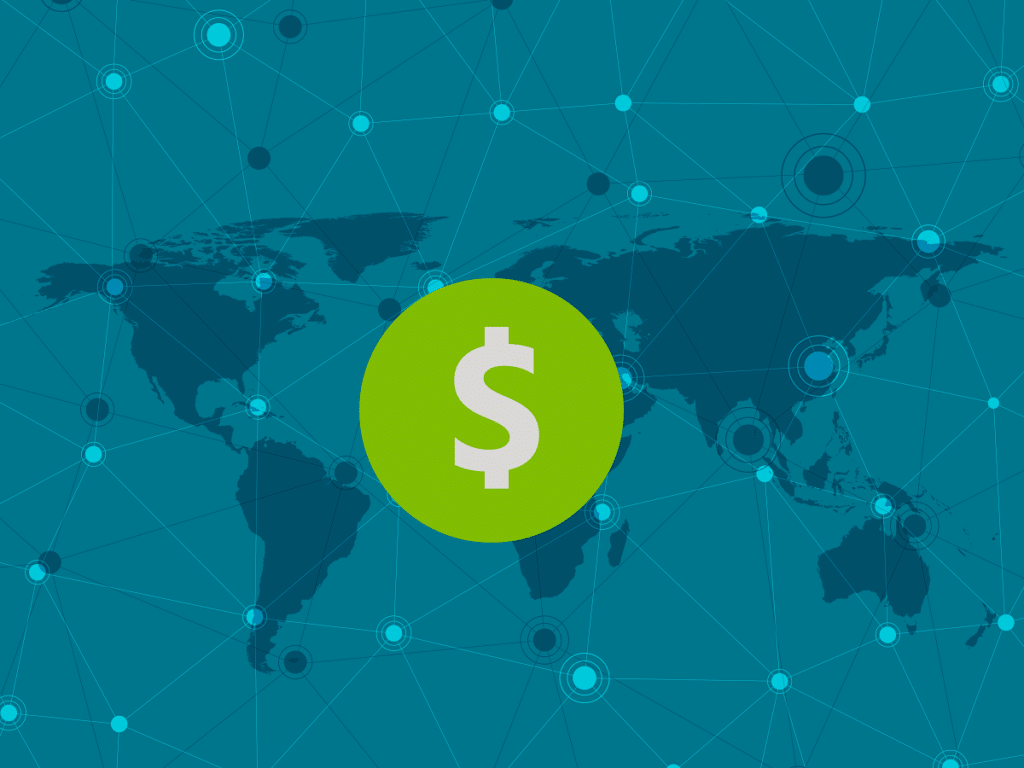 Map with a dollar sign on top
