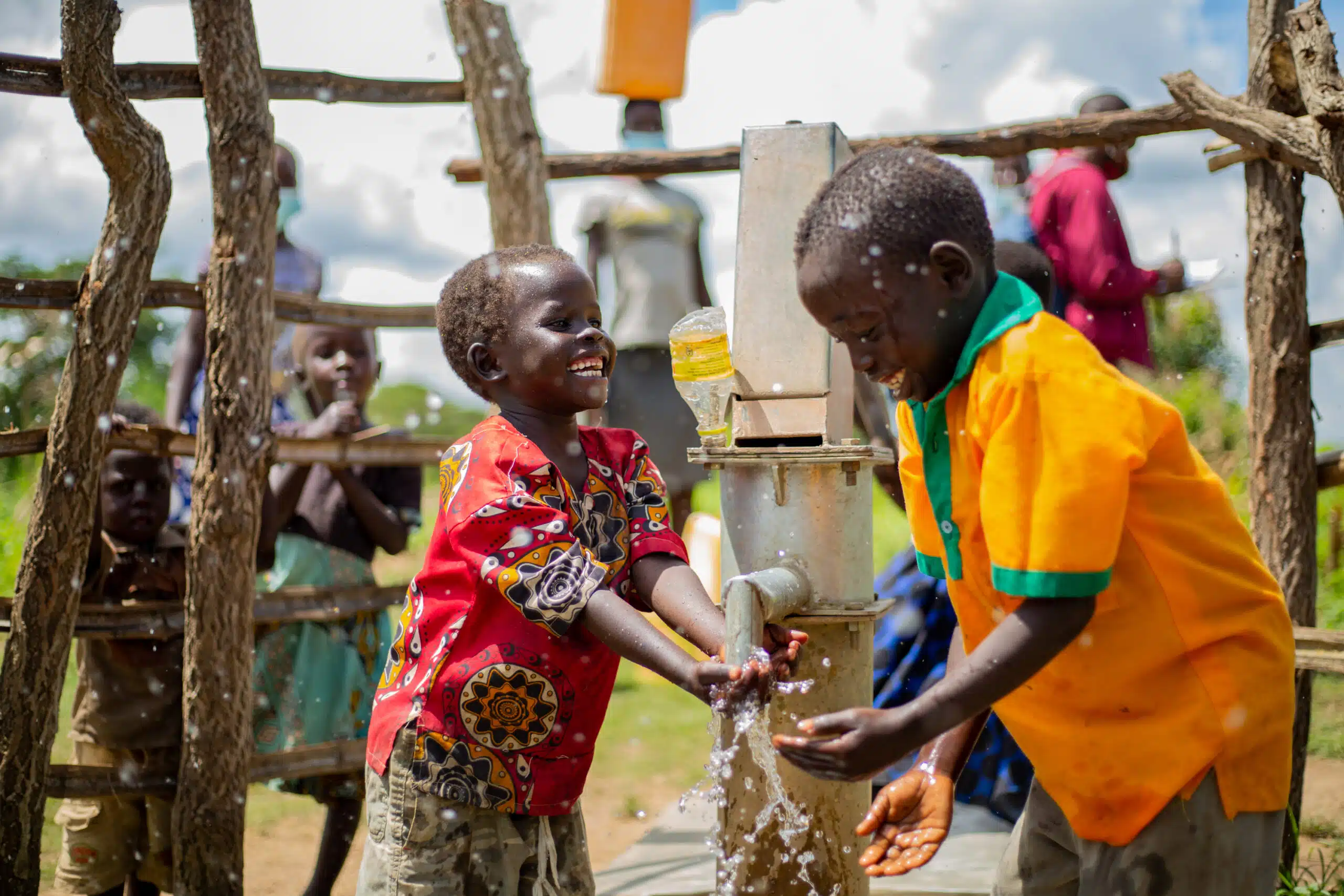 Children playing at an Amref borehole