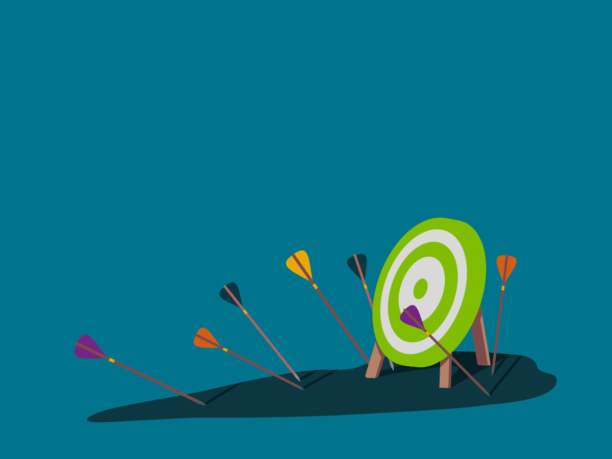 A missed target with arrows around